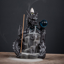 新款跨境熏香紫砂倒流香薰炉家居饰品创意欧美翼龙工艺品摆件