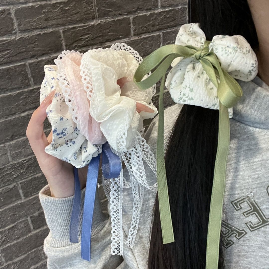 Nuevo encaje coreano anillo de cabello de alto nivel anillo de cabello de niñas cabeza de cuerda de arco flotante cuerda de cabello tocado