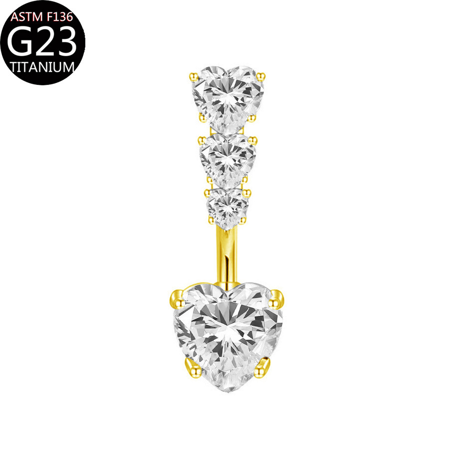 G23 へそリング愛の花蝶象嵌ジルコンへそリングヨーロッパとアメリカのクロスボーダー F136 ピアスジュエリー