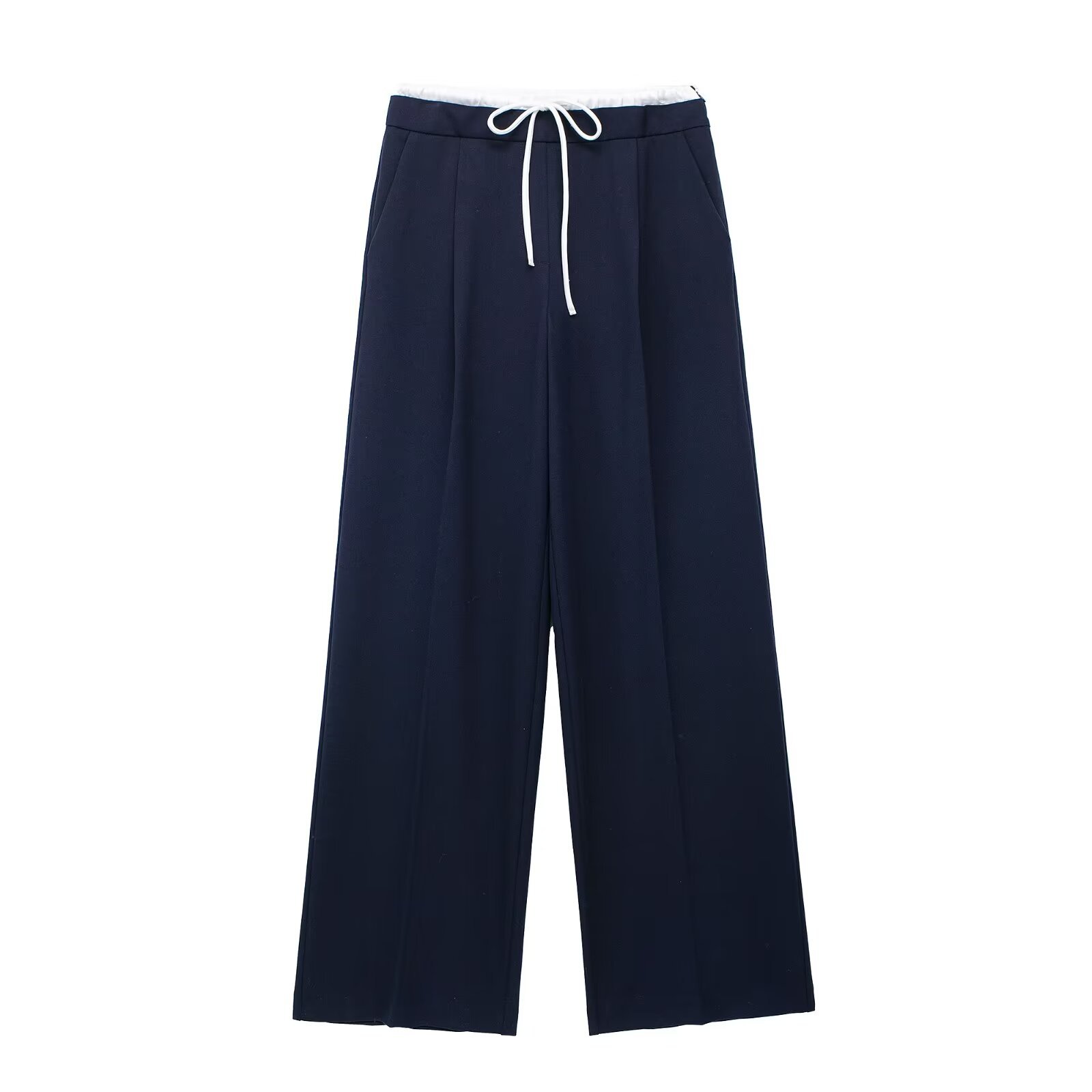 Abbigliamento donna autunno e inverno 2024 nuovi pantaloni larghi a doppio strato con vita larga e gamba larga_voghion.com