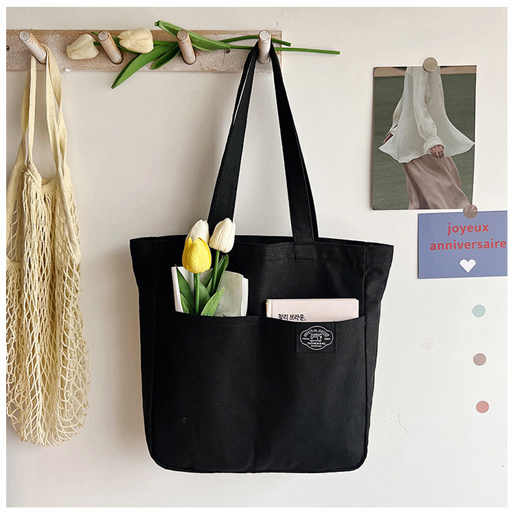 Title 16, Borsa a mano in tela stile preppy da donna, tin...