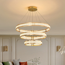 轻奢后现代时尚客厅创意圆环水晶吊灯设计师艺术餐厅灯北欧卧室灯