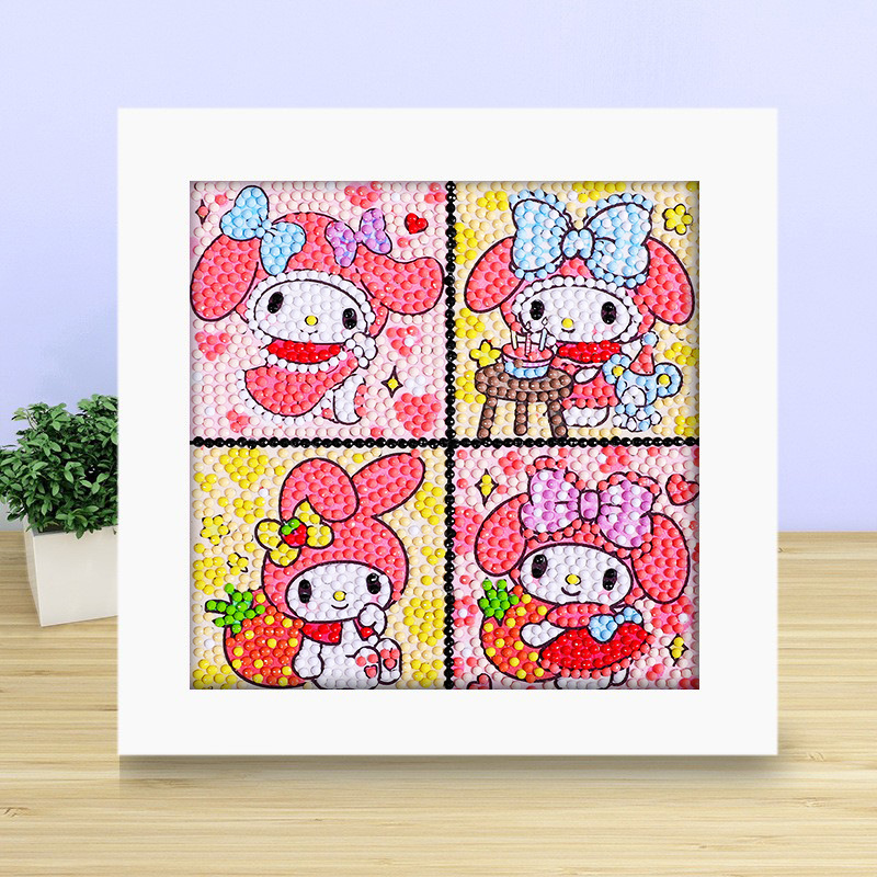 Pintura de diamante DIY con marco de fotos para enviar lleno de diamantes y pintura de diamantes para hacer pintura al óleo de dibujos animados educativos para niños 2024 ladrillo pegajoso y diamantes brillantes