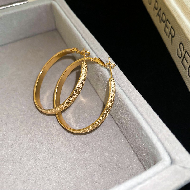 Aguja de plata Pendientes de anillo de elemento transfronterizo europeo y americano Pendientes de nicho de viento frío Pendientes de temperamento de moda Pendientes de lujo ligero y de alta gama