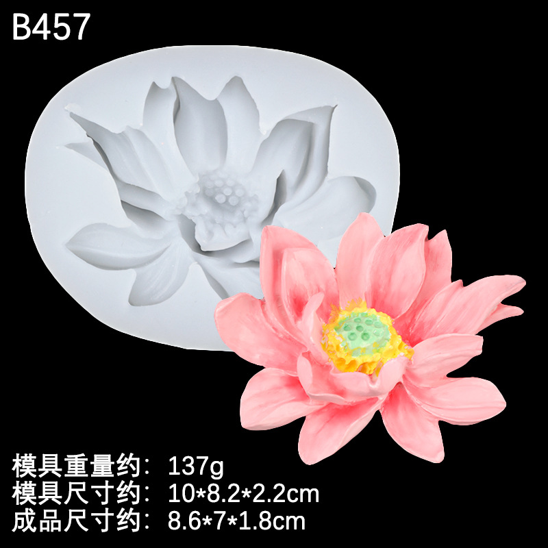 Lotus Lotus Jabón Hecho a mano Forma de yeso Molde de silicona Decoración de epoxi Molde de resina de flor de aromaterapia de coche