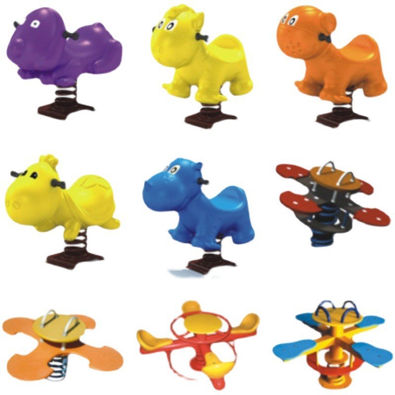 Caballo de Troya al aire libre caballo mecedora para niños individuales y dobles primavera de dibujos animados sacudiendo Yaole instalaciones de entretenimiento Balancín comunitario multifuncional