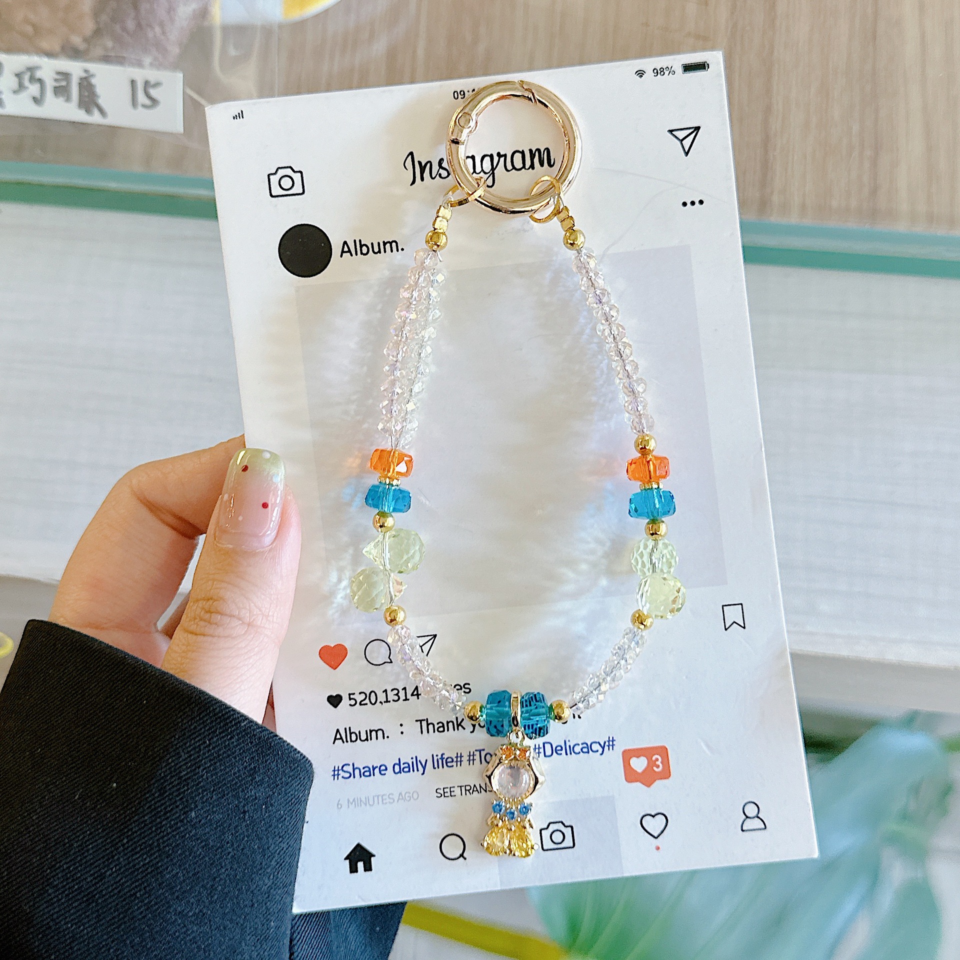 Cadena para colgar para teléfono móvil de alta gama hecha a mano de boutique, cadena para colgar Blancanieves, cordón para teléfono móvil de moda, cadena/colgante corto