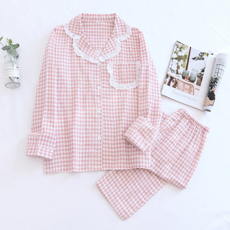 ZFQピンク-レース格子ガーゼパジャマカバー