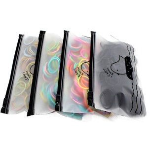 In stock wholesale PE frosted chicken zipper bag hair ring underwear socks zipper bag student stationery pen storage bag