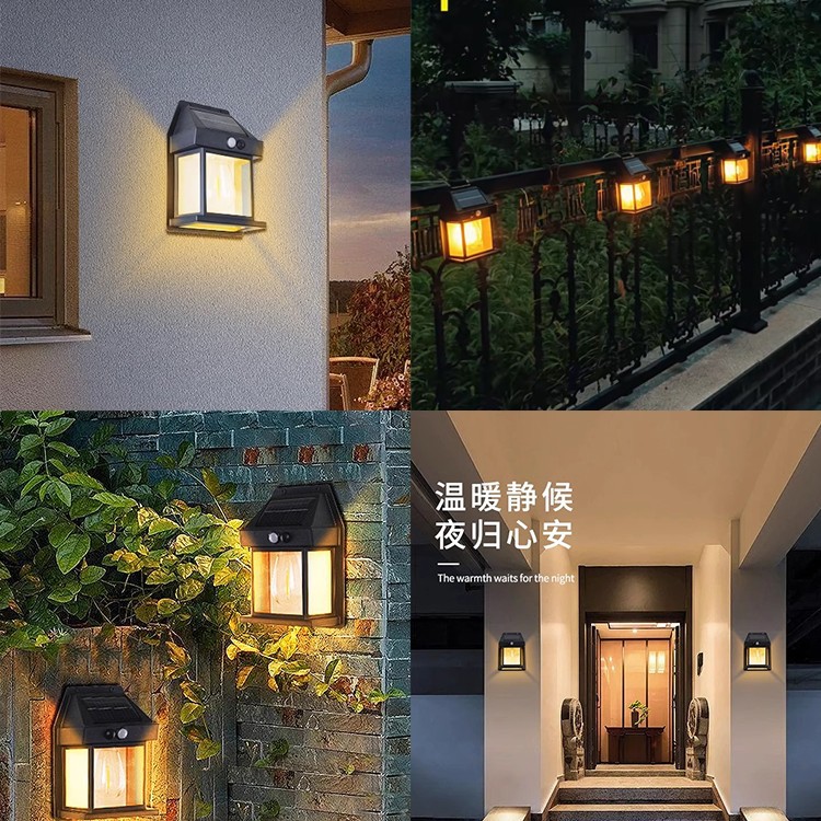 lámpara de inducción solar lámpara de pared exterior lámpara de iluminación exterior lámpara de alambre de tungsteno impermeable lámpara de inducción lámpara de patio inteligente