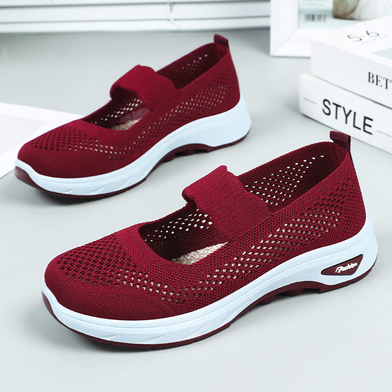 Zapatos de mujer verano volando tejido transpirable madre zapatos casuales cómodos de suela blanda zapatos zapatos de malla livianos de todo fósforo para mujer al por mayor