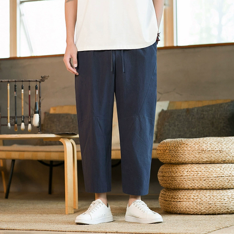 Summer thin trousers, flashlight, cotton and linen, plus size