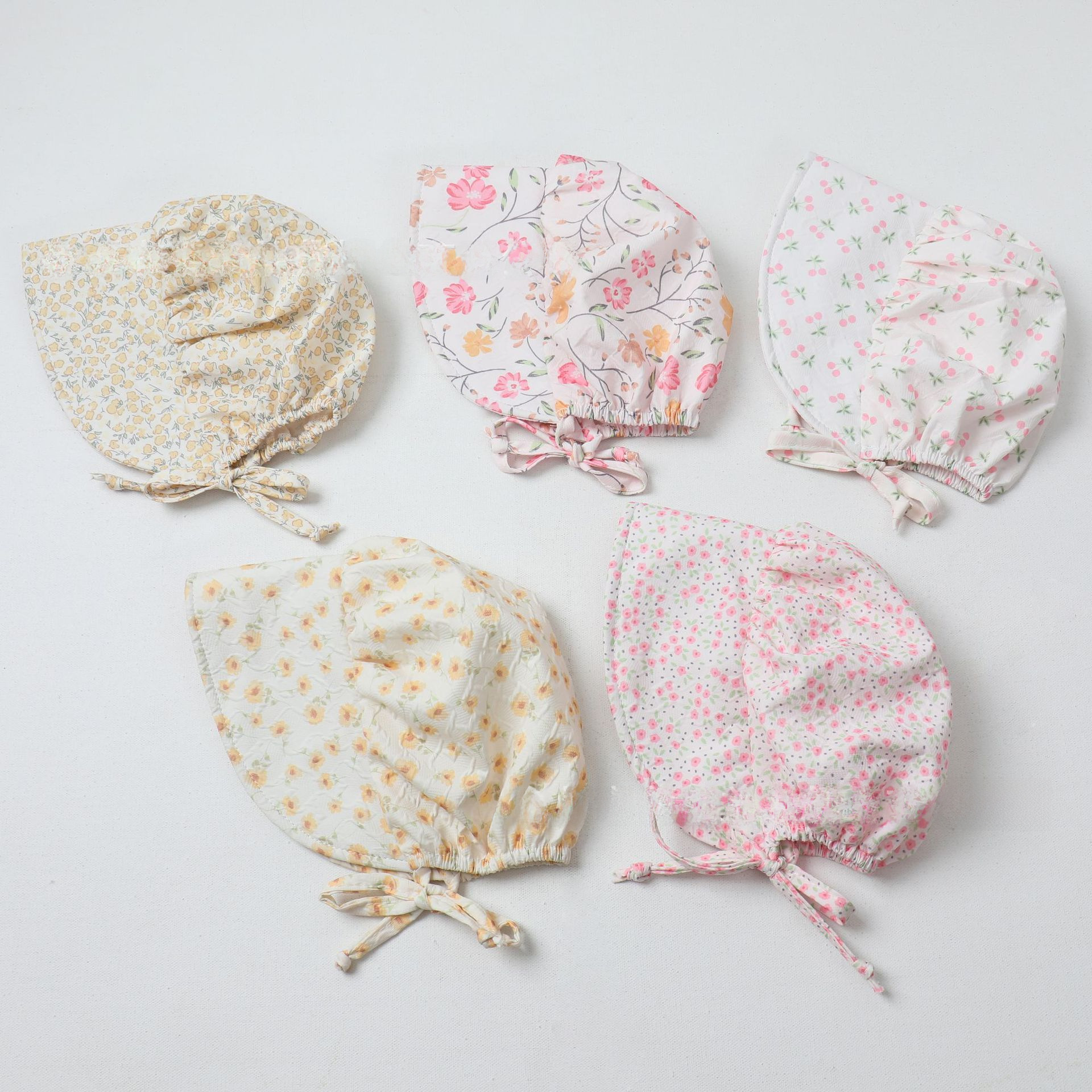 24 primavera nuevo pequeño sombrero de bebé estilo pastoral floral protección para las orejas de pollo sombrero de bebé para el sol 46cm_voghion.com