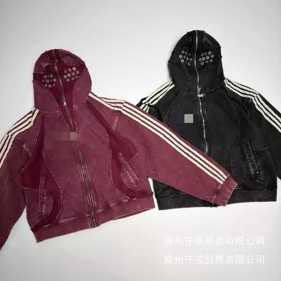 American Vintage Distressed Detachable Hooded Loose Casual Streetwear Jacket for Men Wholesale