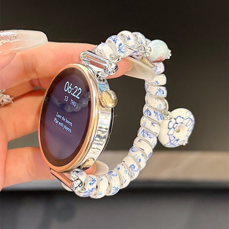 Creative Blue and White Hair Band Phone Cord Suitable for Huawei Watch Gt5/4/3/2 Strap 78 Bracelet Watch34Pr