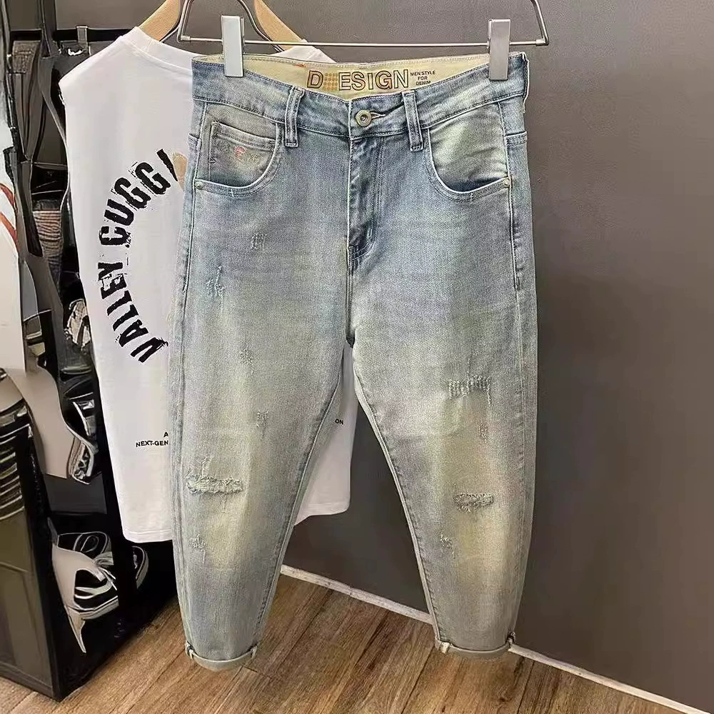 Легкие летние тонкие универсальные джинсы, мужские брюки, slim fit