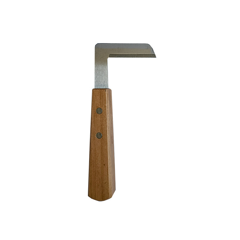 Cuchillo de corte de casco para ganado, mango de madera sólida izquierda y derecha, cuchillo de corte de casco para ganado de acero al carbono