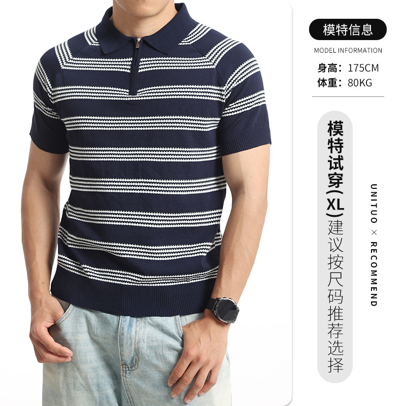 Hielo para hombres Old Money Style Polo de punto de manga corta de verano de negocios Casual Paul camiseta de hombre