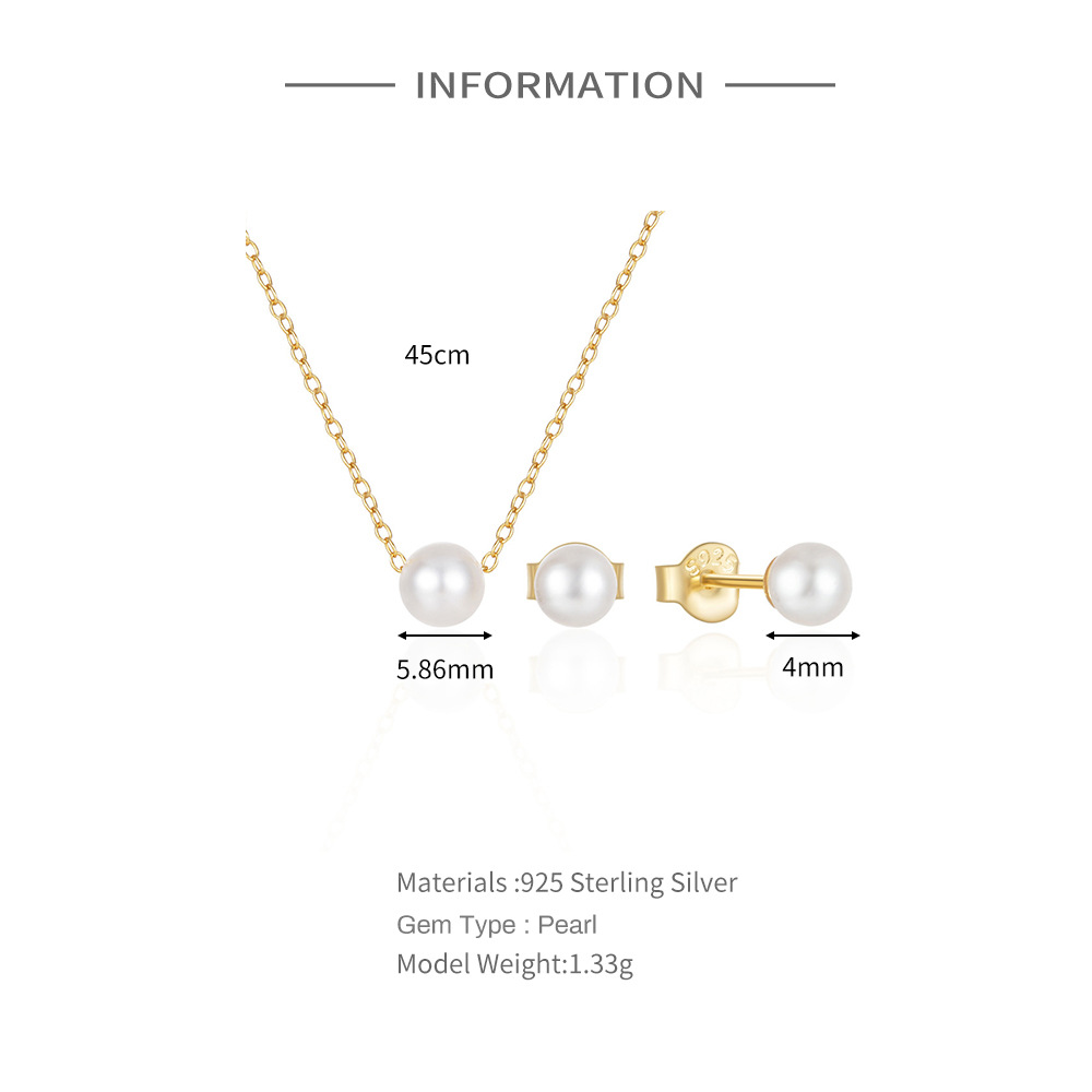 Simple Style Round Sterling Silver Plating Inlay Pearl Women's Jewelry Set display picture 1