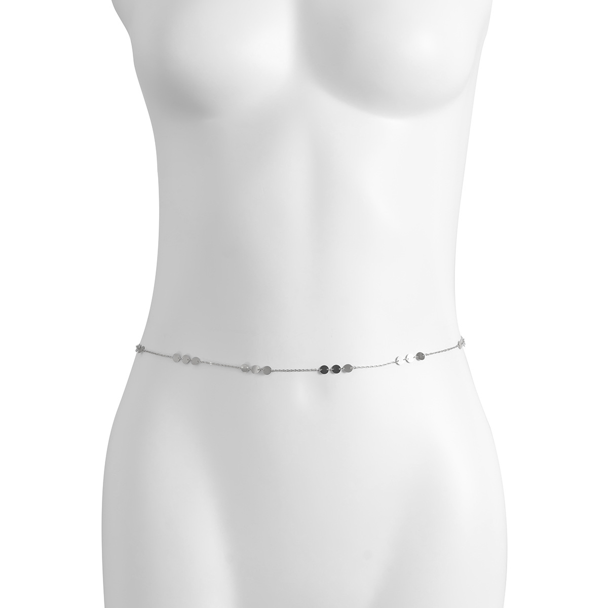 Simple singlelayer thin geometric disc waist chainpicture5