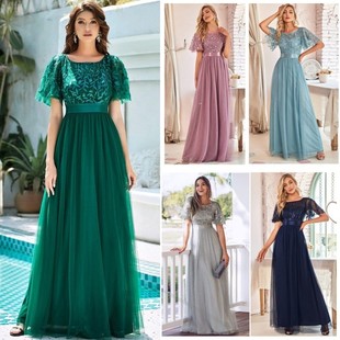 Dress Amazon 2025 New Lace Chorus Performance Costume Birthday Banquet Elegant Host Dress
