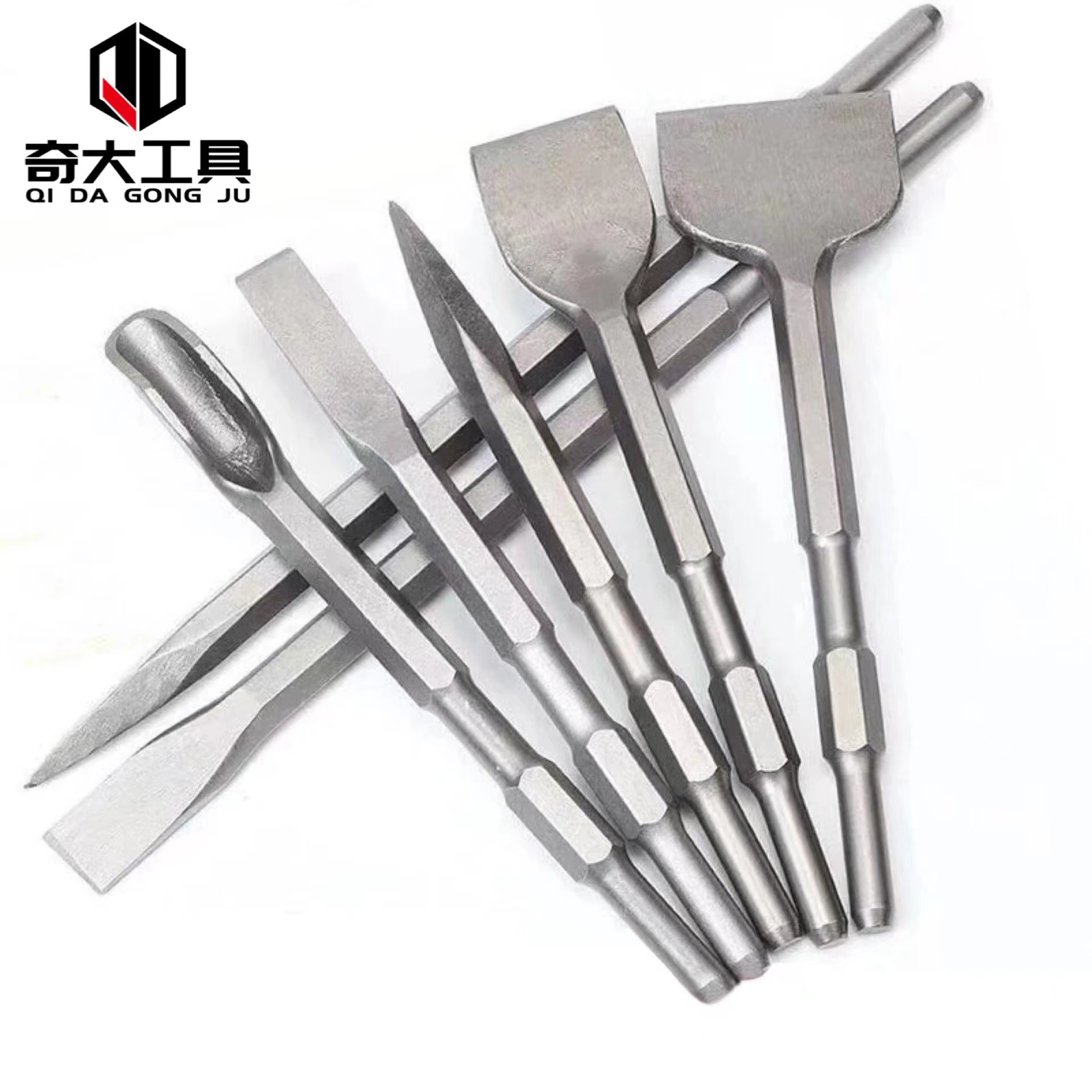 奇大方柄四坑尖扁加宽凿子 电锤凿子冲击钢凿U型凿65A大电镐尖凿