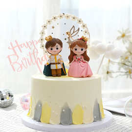羽星版权薇拉公主王子蛋糕摆件树脂工艺品生日卡通可爱派对装饰