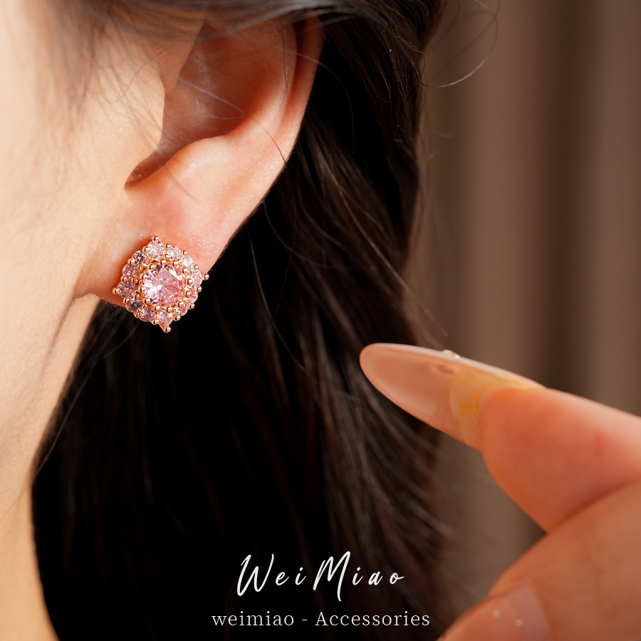 Aguja de plata de piedra de silicio geométrica aretes redondos exquisitos super brillo nicho universal aretes ligeros de lujo alta sensación de aretes al por mayor image 5
