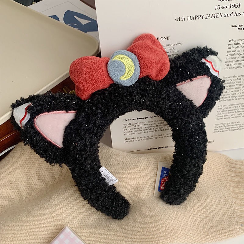 달 로고-빨간 활-달 로고-플러시 고양이 귀