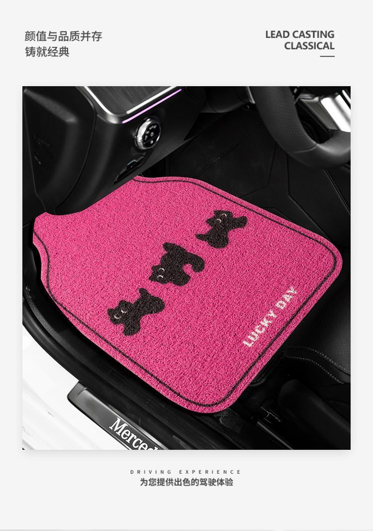 Cute Cartoon Wire Ring Car Floor Mats, Universal Girls' Car Anti-Dirty Car Mats, Non-Slip, Wear-Resistant and Easy-Care Floor Mats