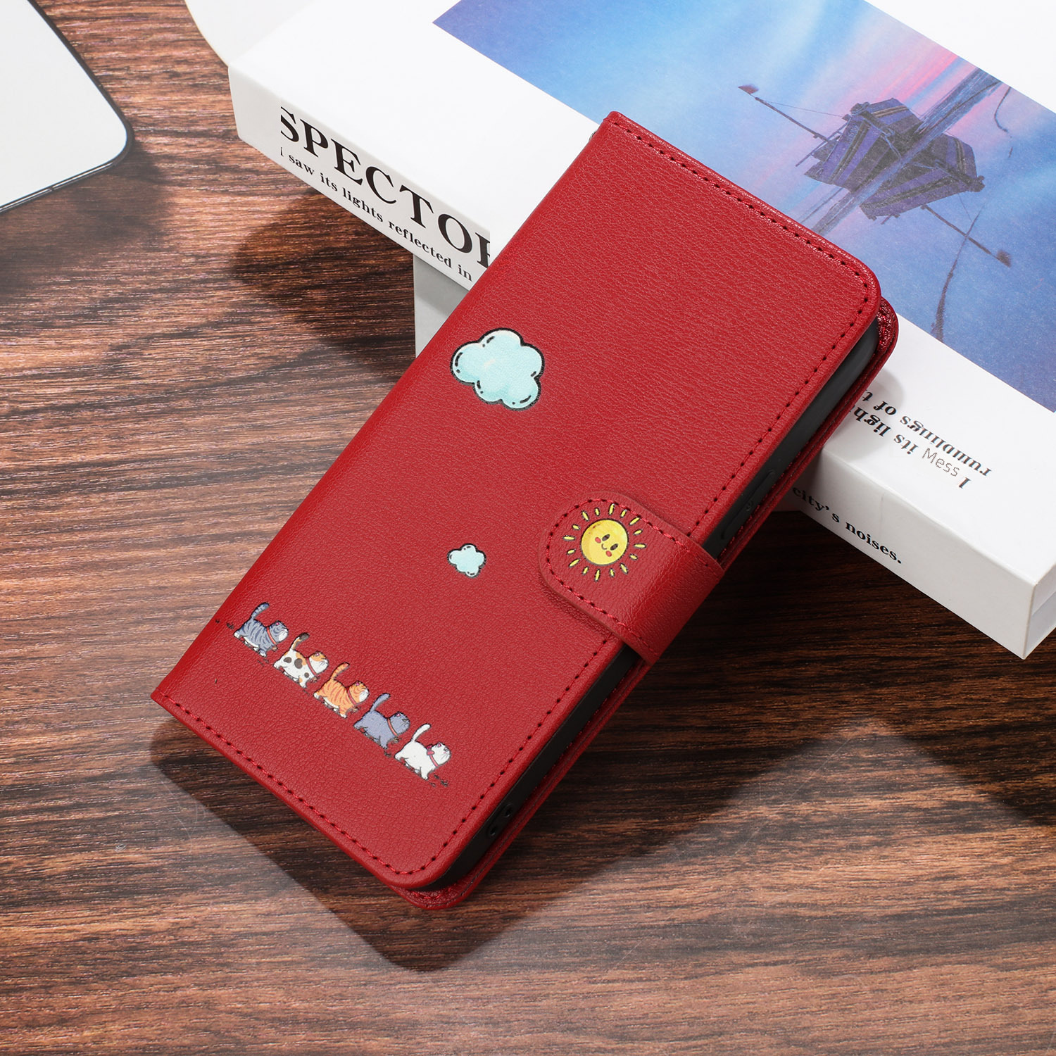 Coque de téléphone en cuir avec motif cartoon pour iphone 15 pro max_voghion.com
