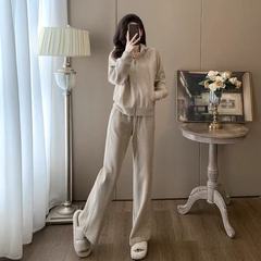 欧美连帽加绒卫衣套装女2025秋冬时髦洋气休闲运动服阔腿裤两件套