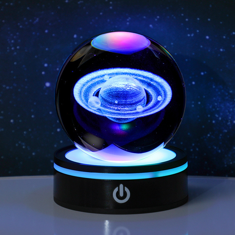 跨境发光银河系星空水晶球小夜灯触摸电池底座创意学生生日礼物|undefined