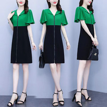 气质韩版连衣裙夏装2025新款飞飞袖宽松遮肚显瘦时尚胖MM裙子
