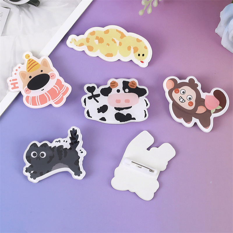 新しい外国貿易バッジ森林動物パーティーかわいいアクリルブローチ漫画パッチヘアクリップ冷蔵庫貼り部品|undefined