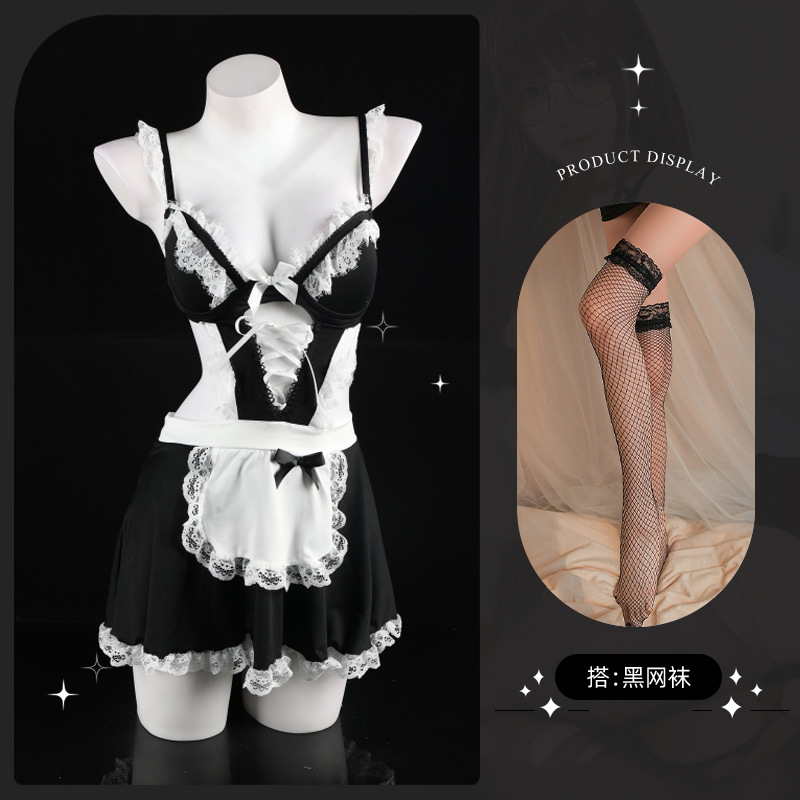 9212 메이드 + 블랙 망사 스타킹