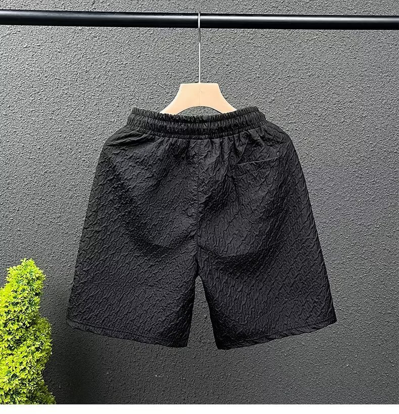 Men's Casual Jacquard Shorts Summer Loose Fit Straight Leg Beach Shorts With Pockets Lightweight & Breathable_viptrois.com