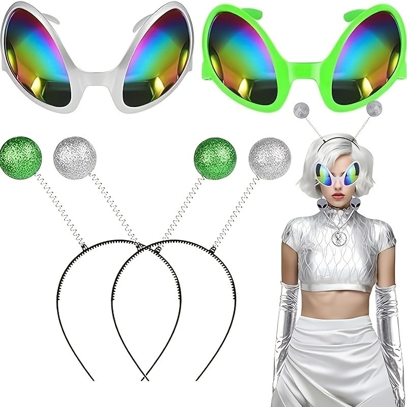 Alien Antenna Headband Party Costume Role-Playing Decoration Headband Foam Gold Powder Ball Halloween Makeup Alien Antenna Headband Party Costume Role-Playing Decoration Headband Foam Gold Powder Ball Halloween Makeup