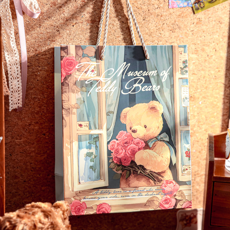Mr. Paper Gift Bag Bear Romantic House Series Nuevo bolso de almacenamiento de embalaje de regalo de tema romántico