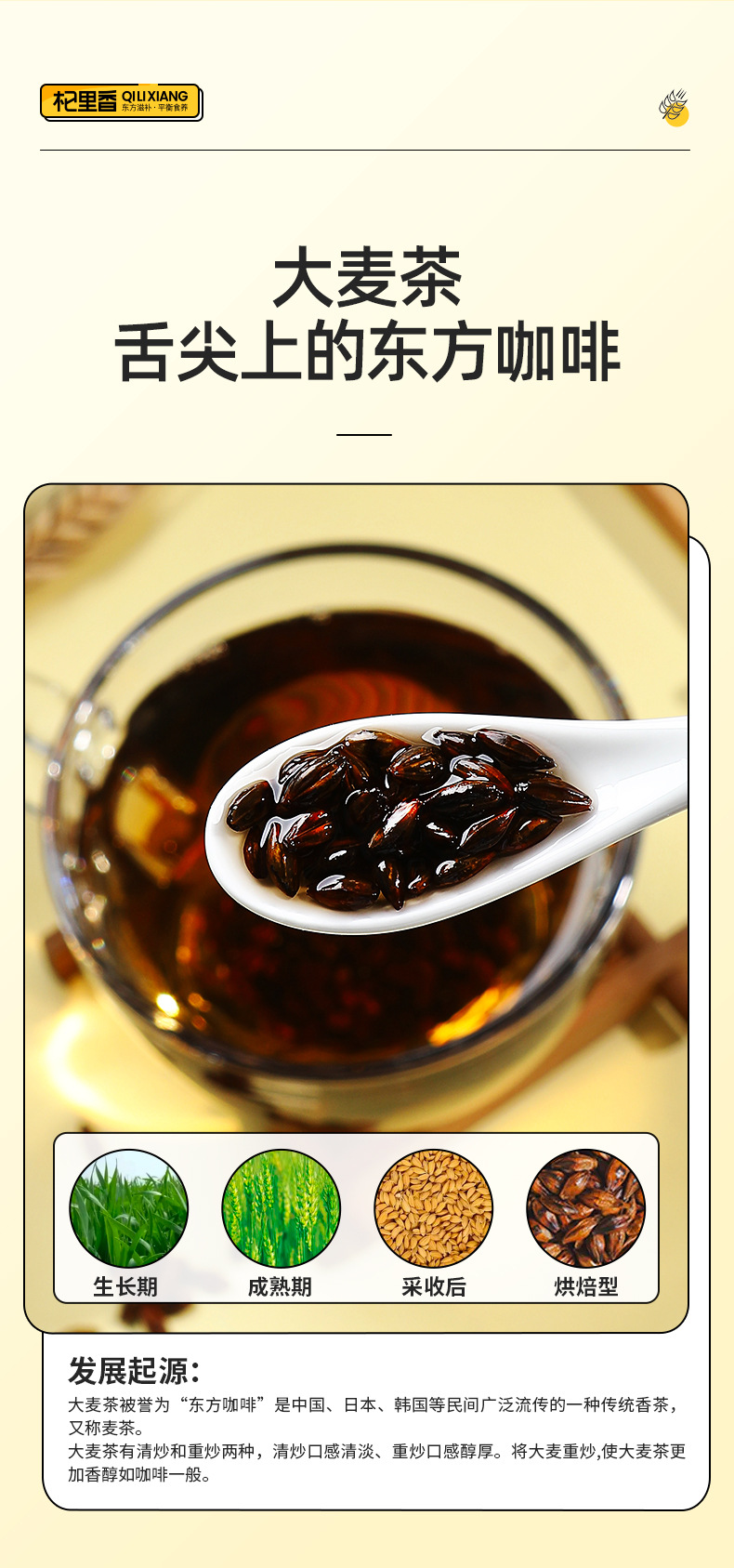 Roasted Barley Tea Qi Li Xiang Da Mai Cha Original Flavor 238g Can key features