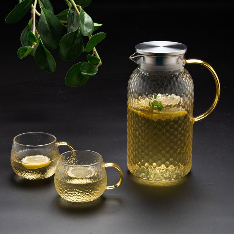 1850ML 쌀알 냄비 + 노란색 손잡이 망치 컵 2개