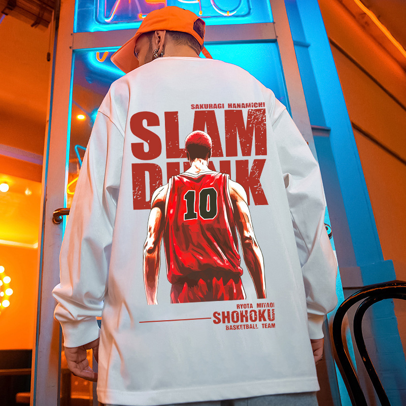 Cross-Border Long-Sleeved T-Shirt 230g Japanese Style Anime Slam Dunk Cartoon Sports Spring and Autum Tops for Boys and Girls Casual Cross-Border Long-Sleeved T-Shirt 230g Japanese Style Anime Slam Dunk Cartoon Sports Spring and Autum Tops for Boys and Girls Casual