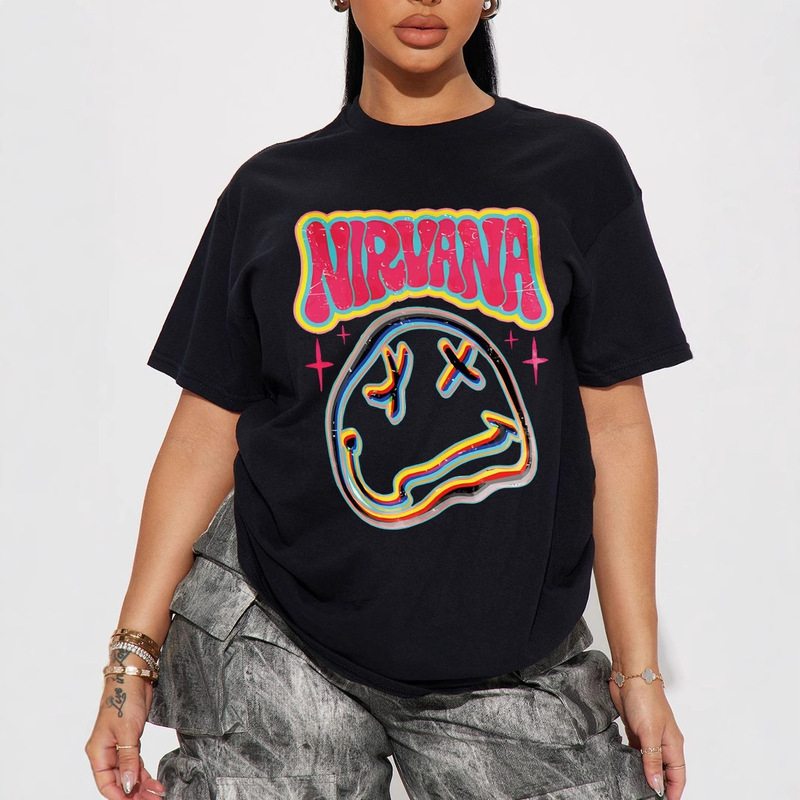 Women's Casual NIRVANA Smiley Crewneck T-Shirt