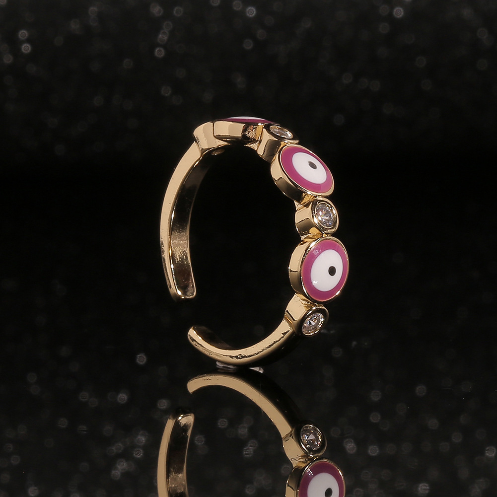 Jewelry Supply Copper Plated Real Gold Dripping Eye Fashion Ring