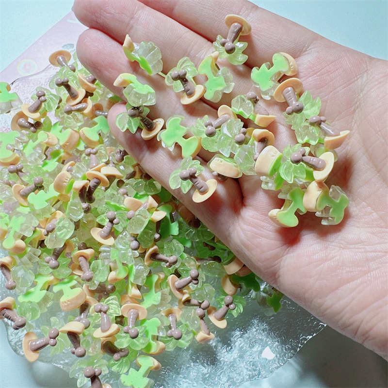 diy奶油透色椰树迷你想念头绳发饰材料贴片手作自制挂件树脂配件详情3