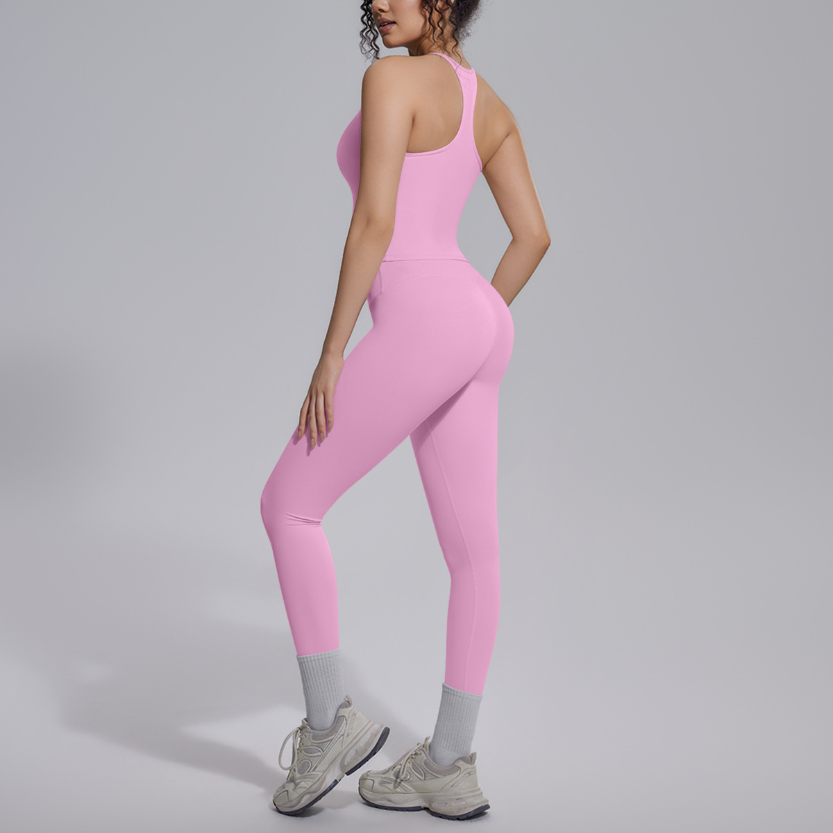 Nuevo transfronterizo europeo y americano doble brocado I-shape belleza de la espalda yoga juego de ejercicio correr fitness dos piezas juego de mujeres image 19