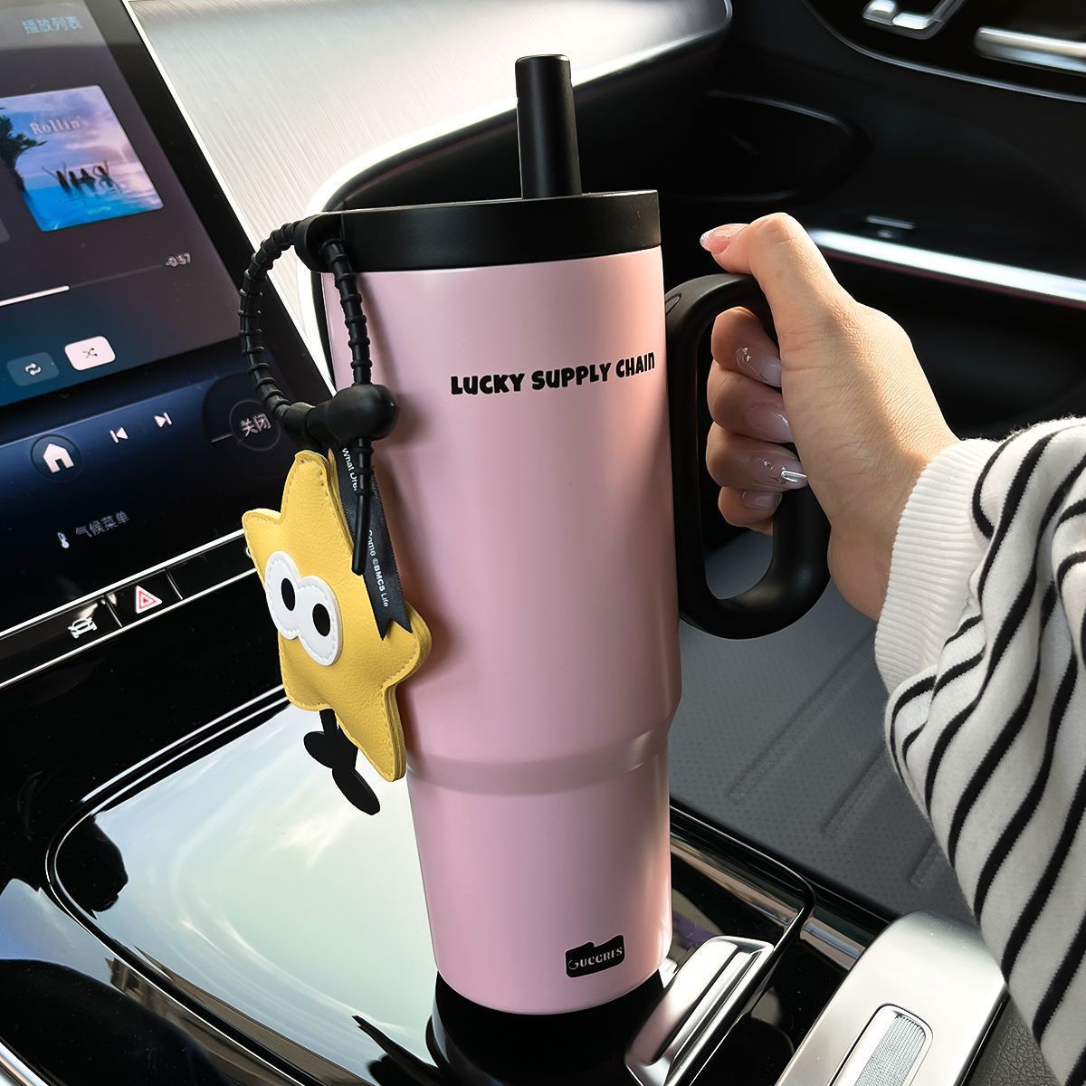 冬季车载冰霸杯大容量茶漏保温杯316保温吸管杯男女学生便携水杯