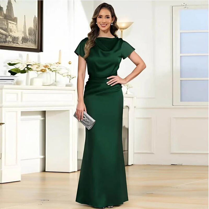 Satin fishtail dress for women, elegant mother-of-the-bride outfit for wedding banquets, high-end annual meeting and banquet slim-fit long dress, cross-border supply Satin fishtail dress for women, elegant mother-of-the-bride outfit for wedding banquets, high-end annual meeting and banquet slim-fit long dress, cross-border supply