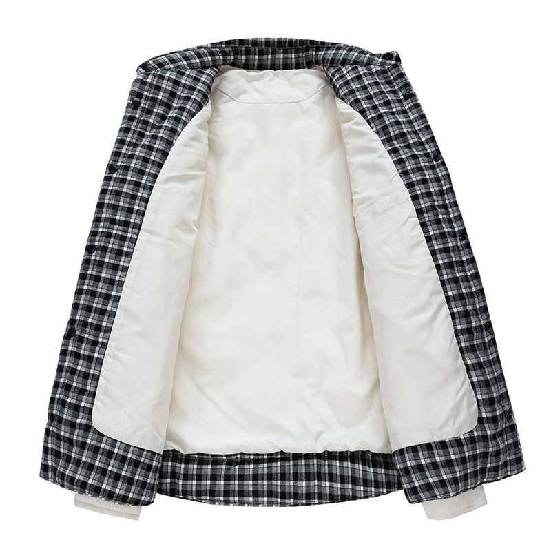 Trajes de invierno transfronterizos falsos de dos piezas de camisa ligera tipo chaqueta de plumón para hombres 2025 invierno chaqueta blanca suelta grande