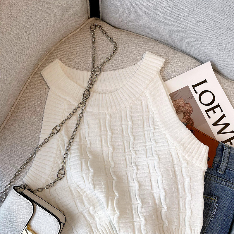 Summer sexy retro knitted short elegant tank top